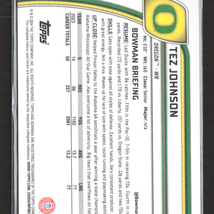 2024 Bowman Chrome University Tez Johnson #171 Pink 1st Bowman /150