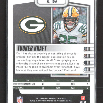 2023 Panini Absolute Football Tucker Kraft #183 RC