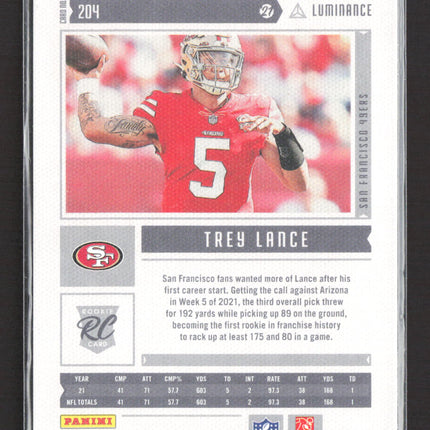 2022 Panini Chronicles Luminance Football Trey Lance #204 RC