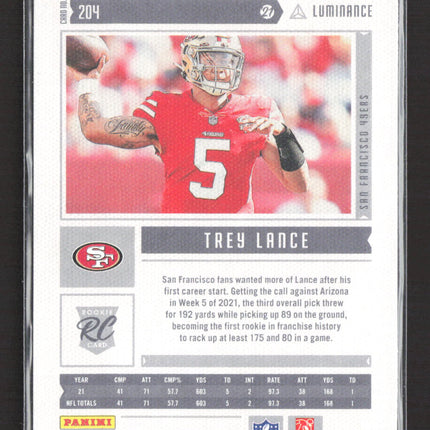 2022 Panini Chronicles Luminance Trey Lance #204 RC