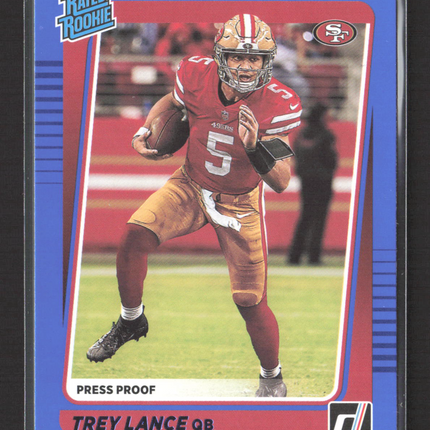 2021 Panini Donruss Trey Lance #254 Blue Press Proof