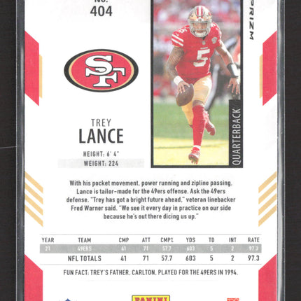2022 Panini Chronicles Score Prizm Trey Lance #404 RC silver