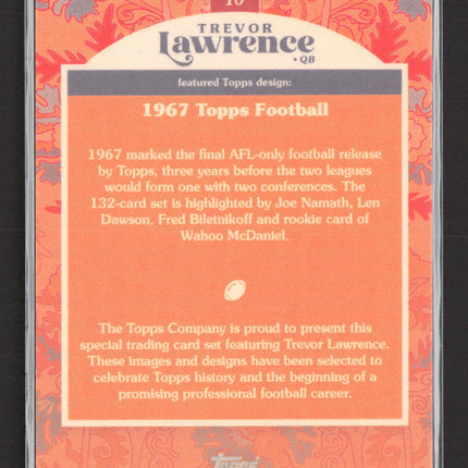 2021 Topps Trevor Lawrence Trevor Lawrence #10 1967 Football Design