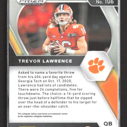2021 Panini Prizm Draft Picks Trevor Lawrence #106 RC