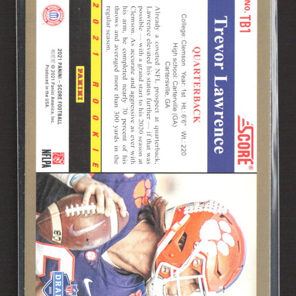 2021 Panini Score Football Trevor Lawrence #TB1 RC