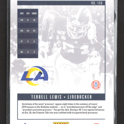 2020 Panini Luminance Football Terrell Lewis #138 RC
