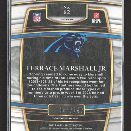 2022 Panini Select Concourse Prizm Terrace Marshall Jr. #62 Maroon RC 104/149