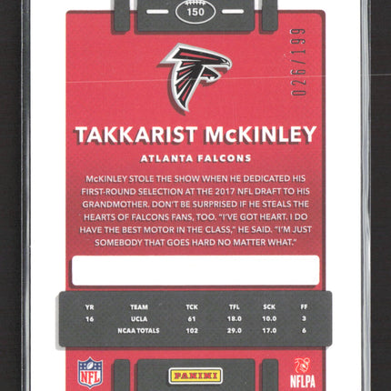 2017 Panini Donruss Optic Prizm Takkarist McKinley #150 Orange 026/199 RC