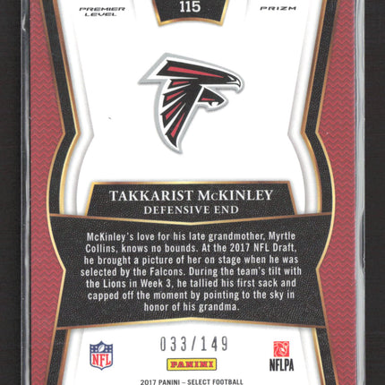 2018 Panini Select Premier Level Prizm Takkarist McKinley #115 RC 033/149