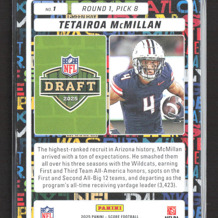 2025 Panini Score Football Tetairoa McMillan #1 RC