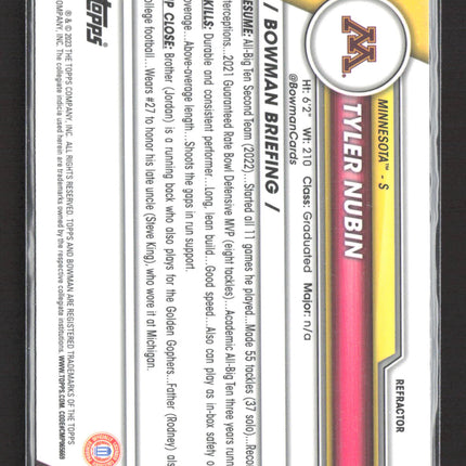 2023 Bowman University Chrome Tyler Nubin #123 Refractor 1st Bowman