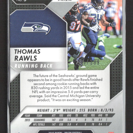 2016 Panini Prizm Thomas Rawls #5 Orange