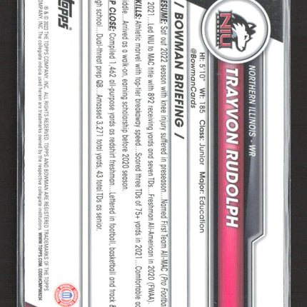 2023 Topps Bowman Chrome University Trayvon Rudolph #119 sapphire