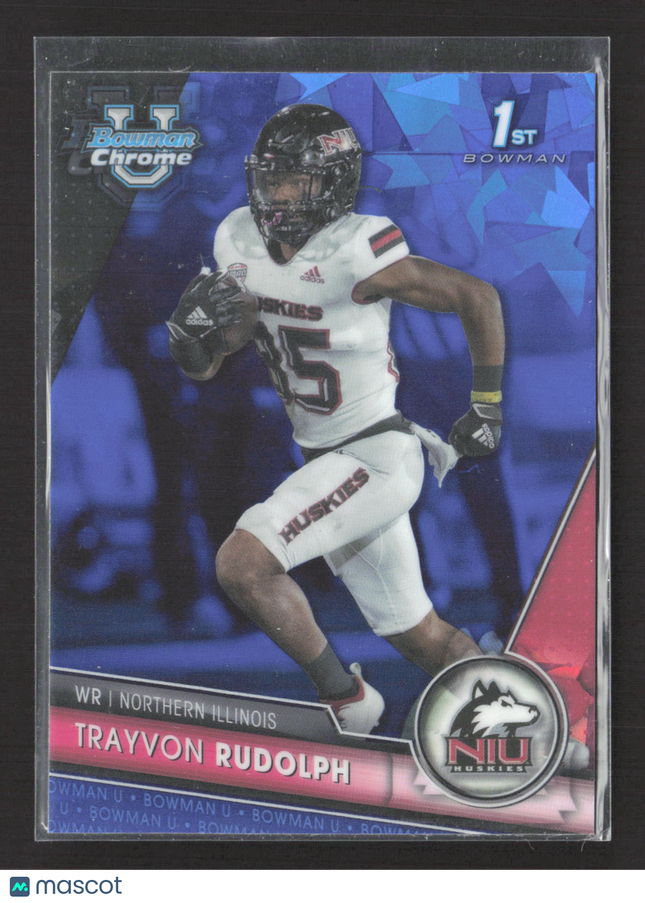 2023 Topps Bowman University Chrome Trayvon Rudolph #119 Blue Sapphire 1st