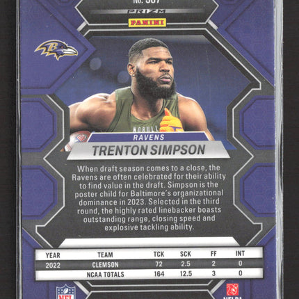 2023 Panini Mosaic Prizm Trenton Simpson #367 Blue Reactive RC