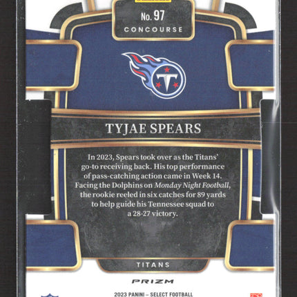 2024 Panini Select Prizm Tyjae Spears #97 Concourse RC Green Yellow
