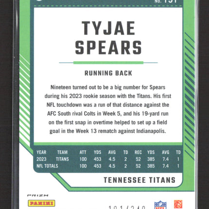 2024 Panini Donruss Optic Prizm Tyjae Spears #191 Orange /249