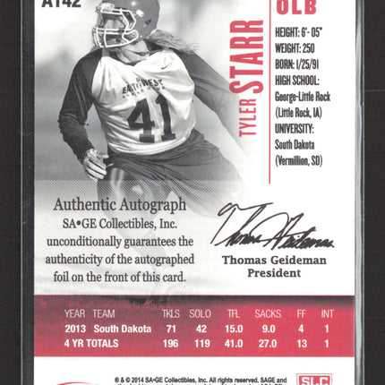 2014 SAGE HIT Tyler Starr #A142 Auto