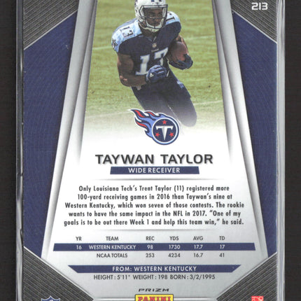 2017 Panini Prizm Taywan Taylor #213 Red White Blue RC