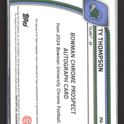 2024 Bowman University Chrome Football Ty Thompson #PA-TTH 1st Bowman auto