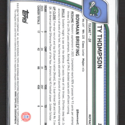 2024 Bowman Chrome University Ty Thompson #179 Refractor