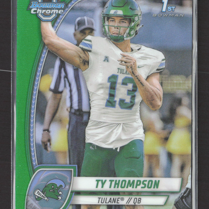 2024 Bowman Chrome University Ty Thompson #179 Green 1st Bowman /99