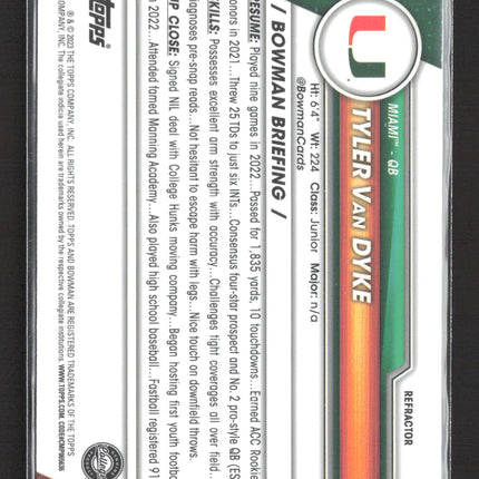 2023 Topps Bowman University Chrome Tyler Van Dyke #13 Refractor