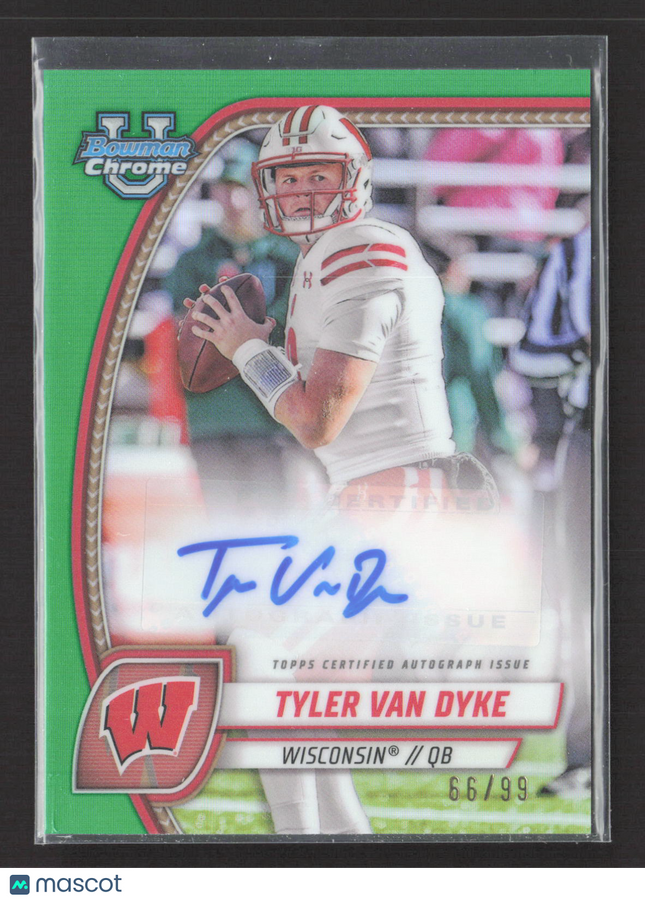 2024 Topps Bowman University Chrome Tyler Van Dyke #PA-TVA Green auto /99