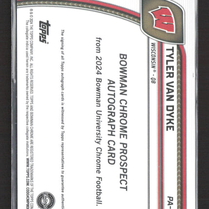 2024 Topps Bowman University Chrome Tyler Van Dyke #PA-TVA Green auto /99