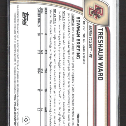 2024 Topps Bowman University Chrome Treshaun Ward #176 Blue speckle /175