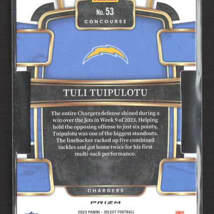2024 Panini Select Football Tuli Tuipulotu #53 Concourse RC