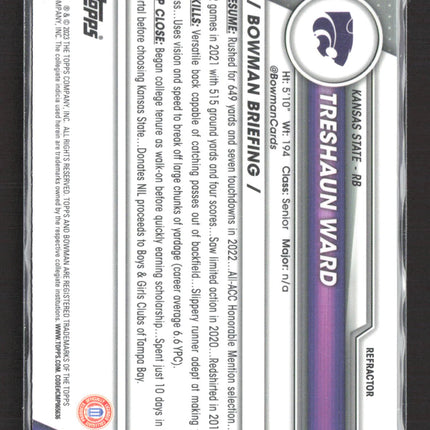 2023 Bowman Chrome University Treshaun Ward #3 Refractor 1st Bowman