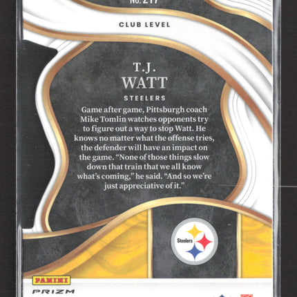 2024 Panini Select Prizm T.J. Watt #217 Club Level red black die cut