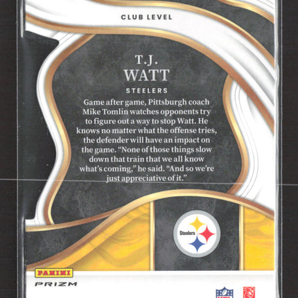 2024 Panini Select Prizm T.J. Watt #217 Club Level red black die cut