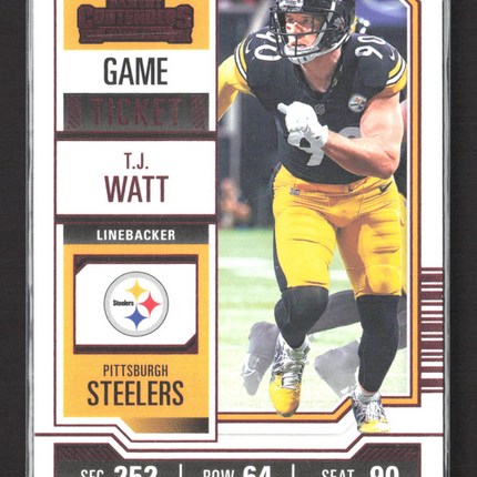 2023 Panini Contenders Football T.J. Watt #85 Game Ticket