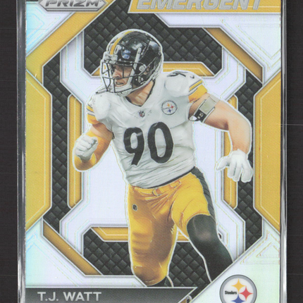 2023 Panini Prizm Emergent T.J. Watt #H-17 Silver