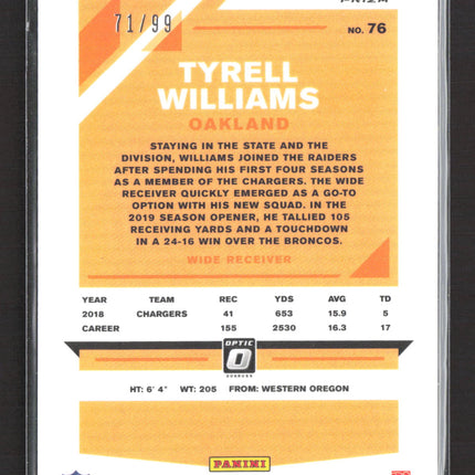 2019 Panini Donruss Optic Football Tyrell Williams #76 Red 71/99