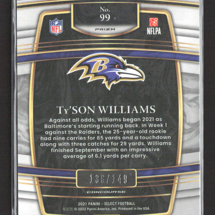 2022 Panini Select Concourse Ty'Son Williams #99 Red Prizm RC