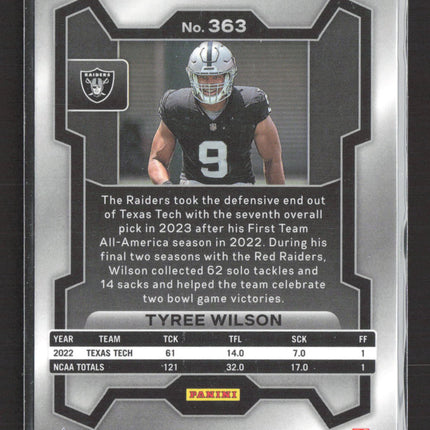 2023 Panini Prizm Tyree Wilson #363 Green RC