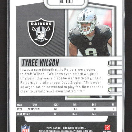 2023 Panini Absolute Football Tyree Wilson #105 RC