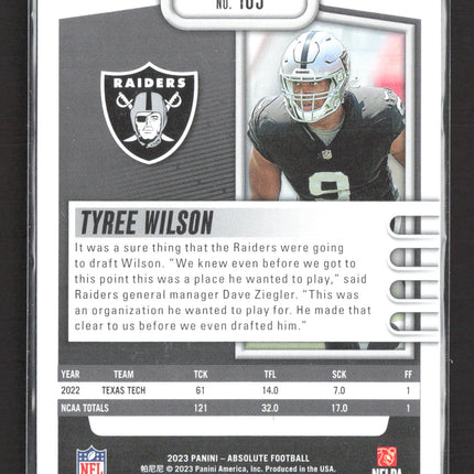 2023 Panini Absolute Football Tyree Wilson #105 RC