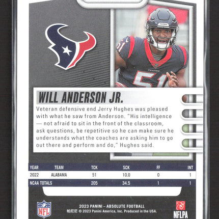 2023 Panini Absolute Football Will Anderson Jr. #103 RC