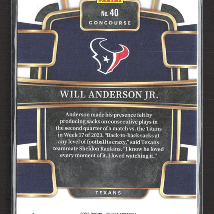 2024 Panini Select Will Anderson Jr. #40 Concourse RC