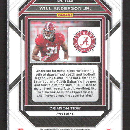 2023 Panini Prizm Draft Picks Will Anderson Jr. #162 gold ice RC