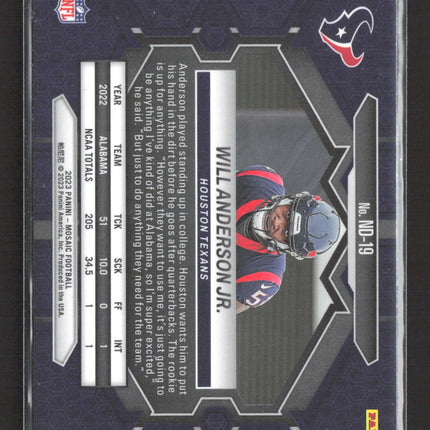 2023 Panini Mosaic NFL Debut Will Anderson Jr. #ND-19 RC