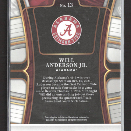 2023 Panini Select Draft Picks Will Anderson Jr. #13 RC
