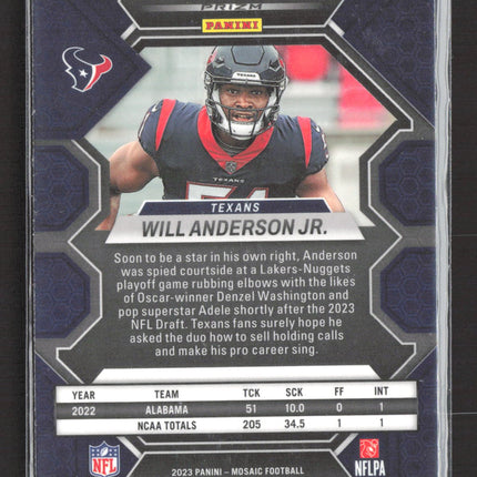 2023 Panini Mosaic Will Anderson Jr. #376 Blue RC