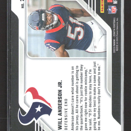 2023 Panini Zenith Behind the Numbers Will Anderson Jr. #28 Blue