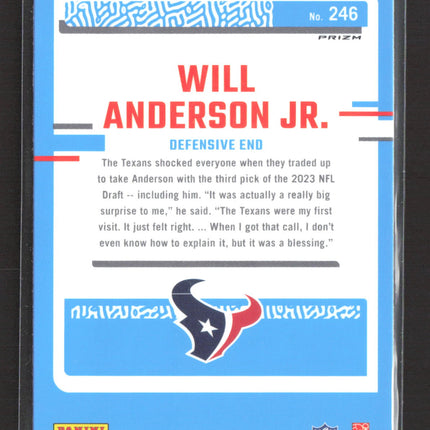 2023 Panini Donruss Optic Prizm Will Anderson Jr. #246 Purple Shock