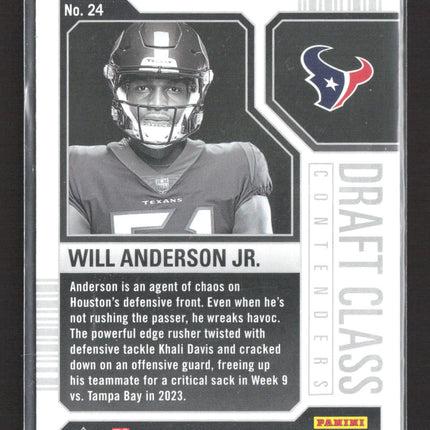 2023 Panini Contenders Draft Class Will Anderson Jr. #24 RC